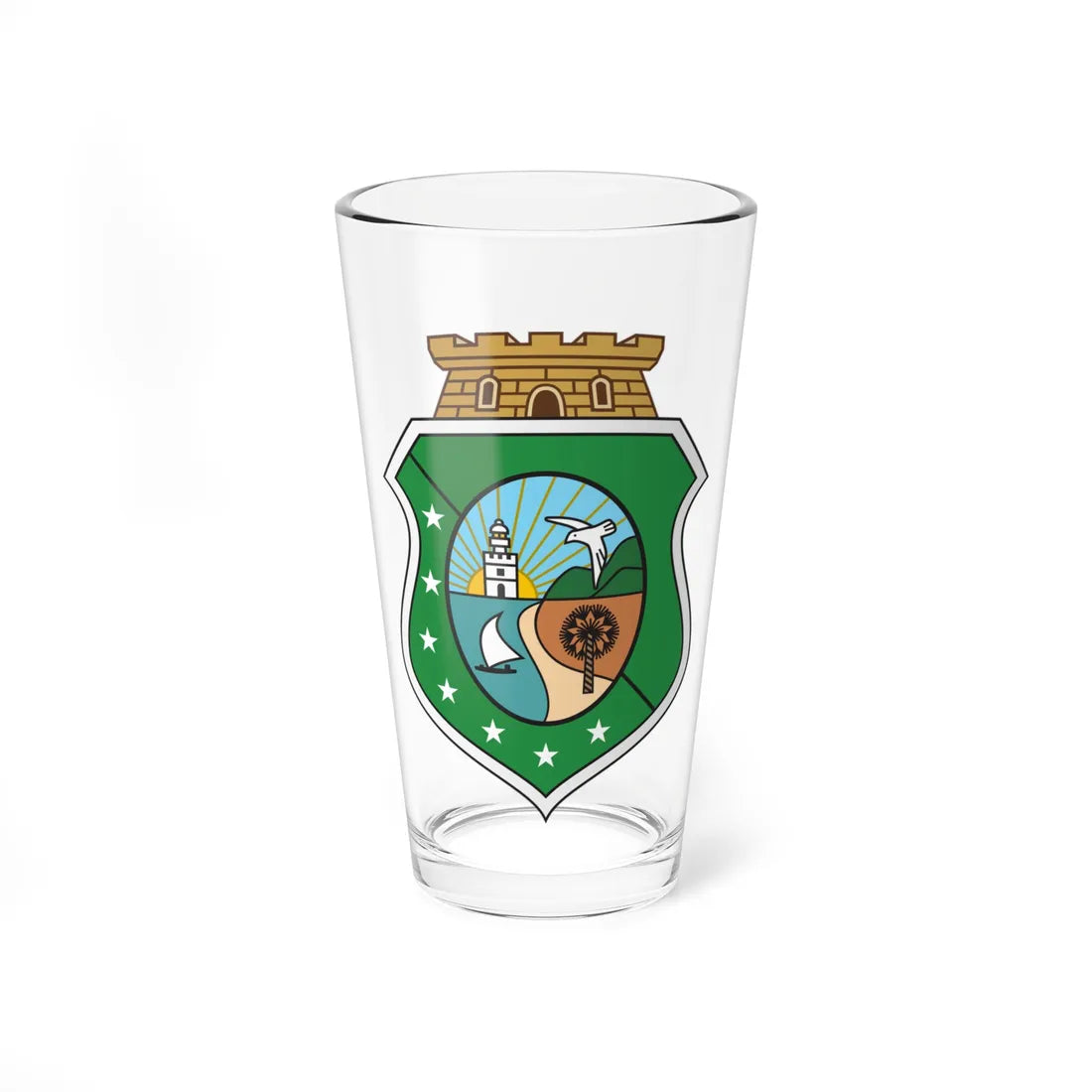 Brasão do Ceará cores sólidas (Brazil) (Coat of Arms) Pint Glass 16oz 16oz - Go Mug Yourself
