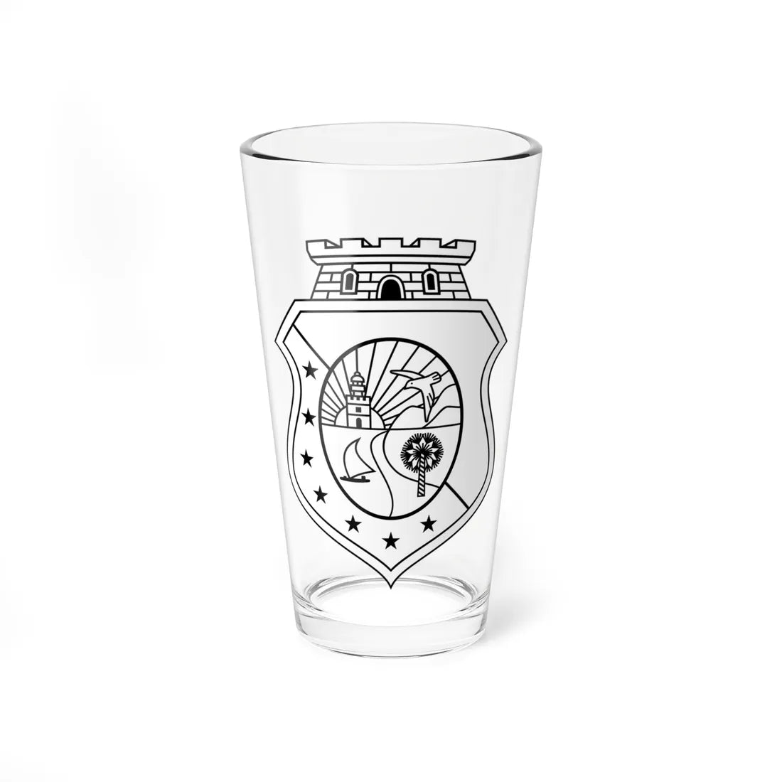 Brasão do Ceará monocromático (Brazil) (Coat of Arms) Pint Glass 16oz 16oz - Go Mug Yourself