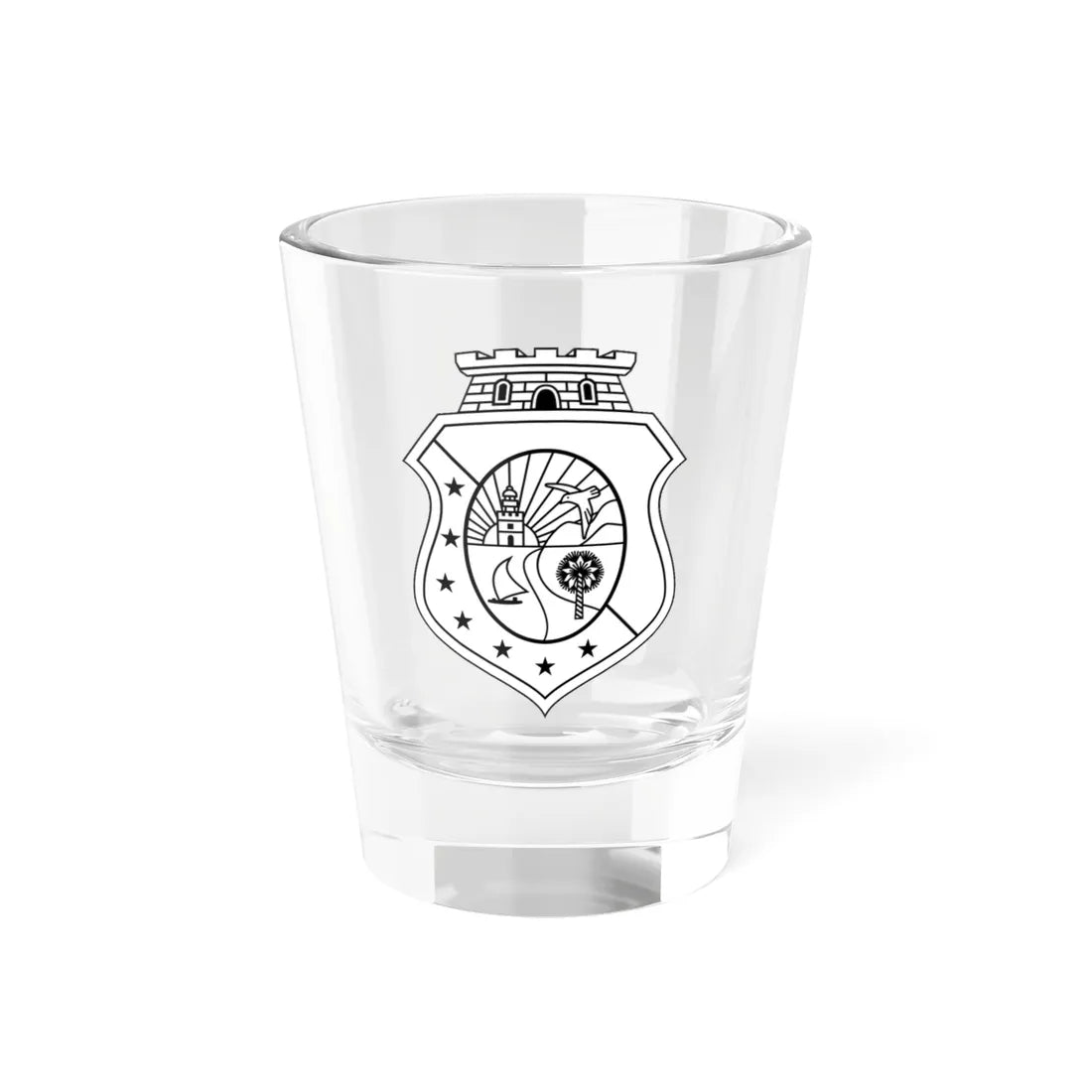 Brasão do Ceará monocromático (Brazil) (Coat of Arms) Shot Glass 1.5oz 1.5oz - Go Mug Yourself