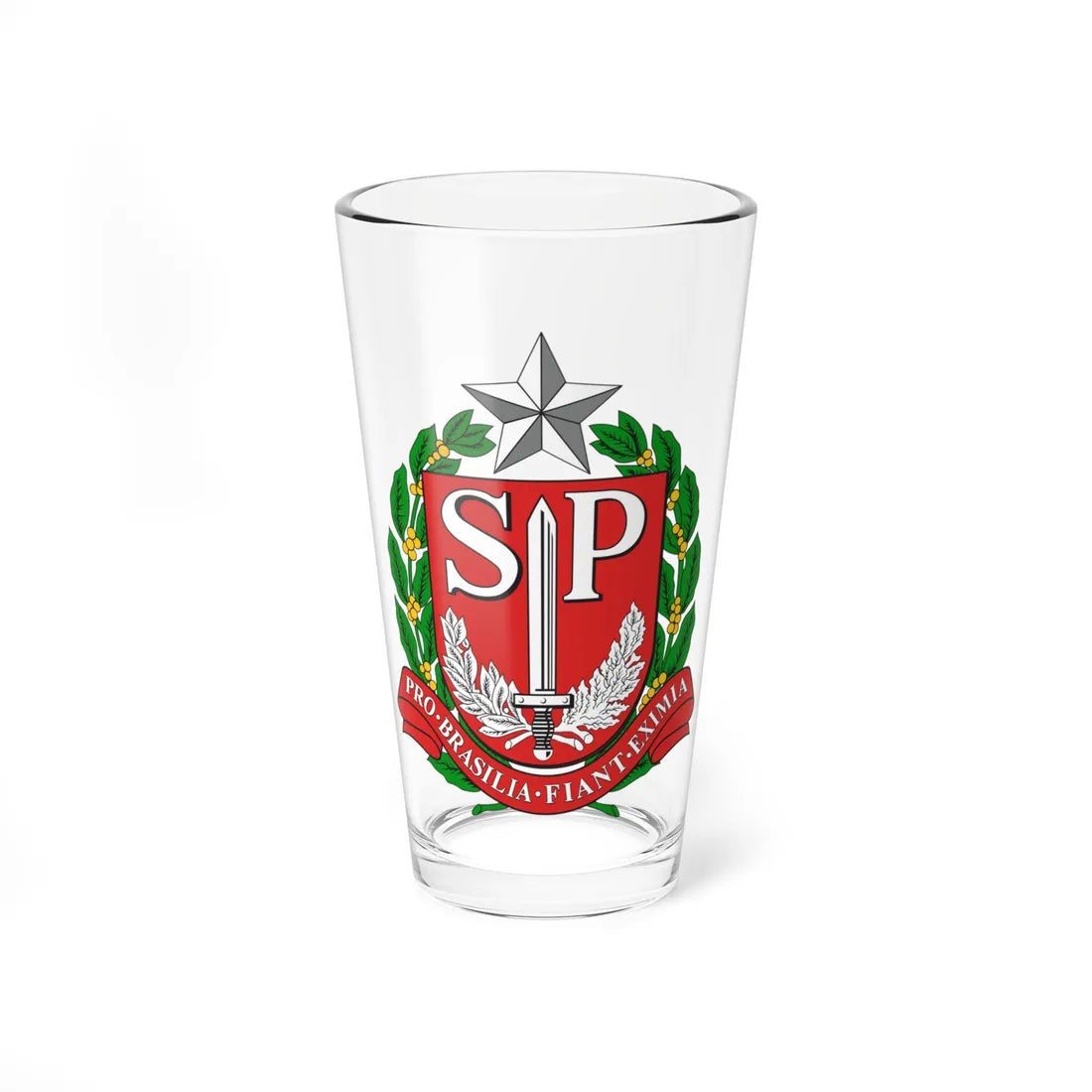 Brasão do estado de São Paulo (Brazil) (Coat of Arms) Pint Glass 16oz 16oz - Go Mug Yourself
