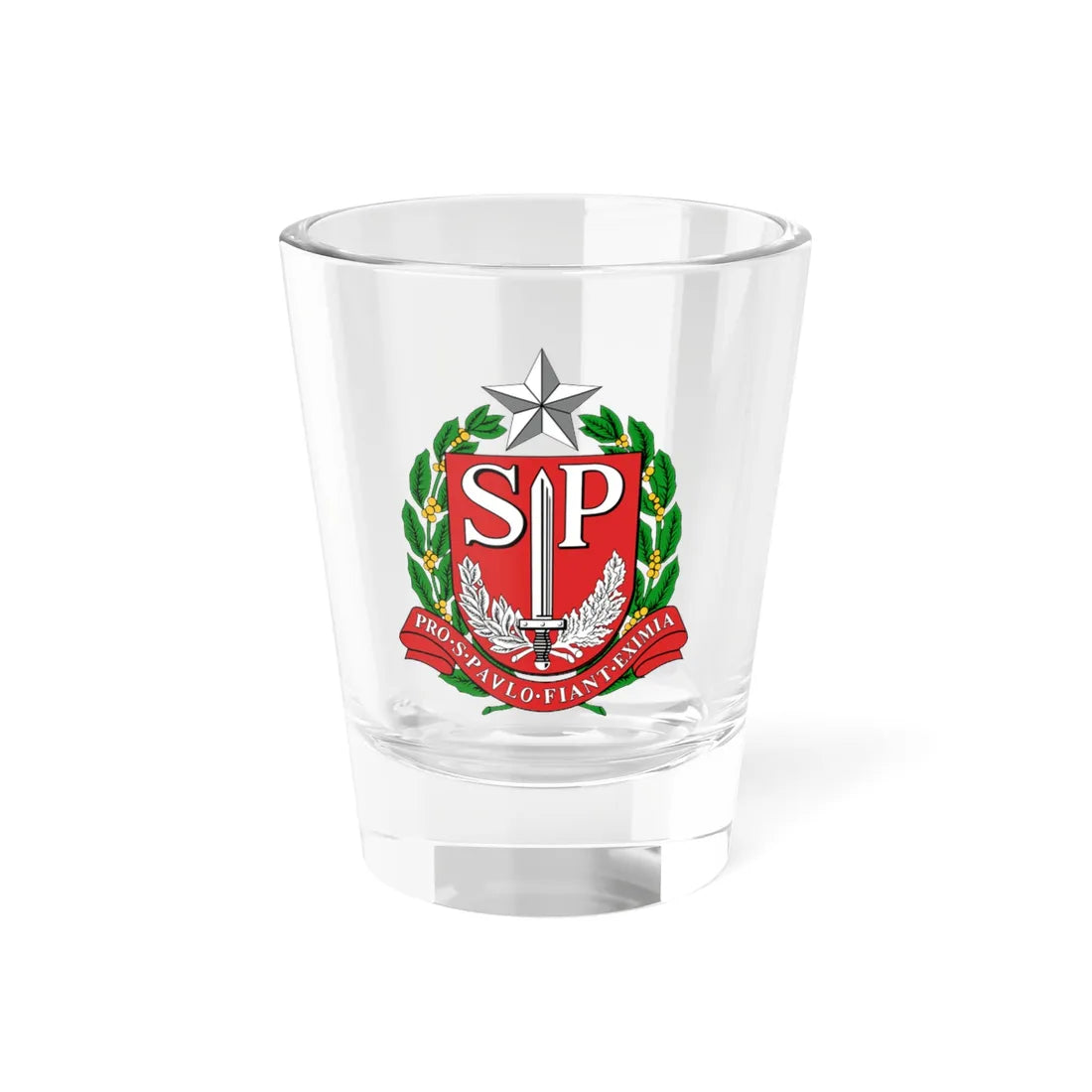 Brasão do Estado de São Paulo primeira versão (Brazil) (Coat of Arms) Shot Glass 1.5oz 1.5oz - Go Mug Yourself