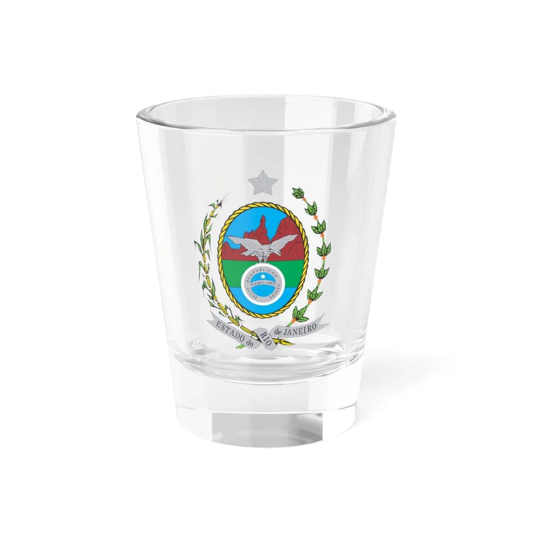 Brasão do estado do Rio de Janeiro (Brazil) (Coat of Arms) Shot Glass 1.5oz 1.5oz - Go Mug Yourself