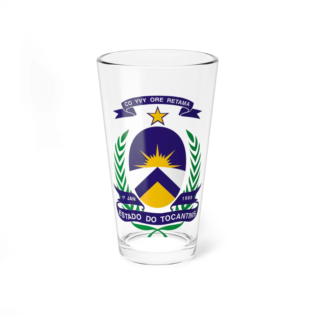 Brasão do Tocantins (Brazil) (Coat of Arms) Pint Glass 16oz - Go Mug Yourself
