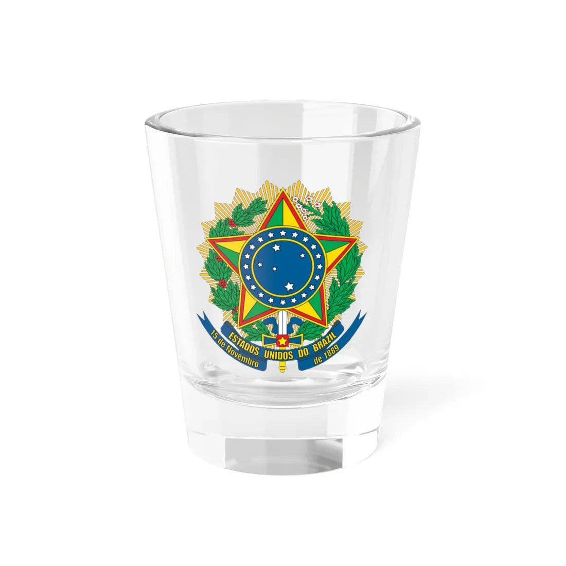 Brasão dos Estados Unidos do Brazil 1889 (Brazil) (Coat of Arms) Shot Glass 1.5oz 1.5oz - Go Mug Yourself