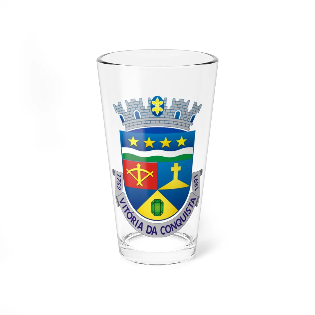 Brasão Vitoria da Conquista (Brazil) (Coat of Arms) Pint Glass 16oz 16oz - Go Mug Yourself