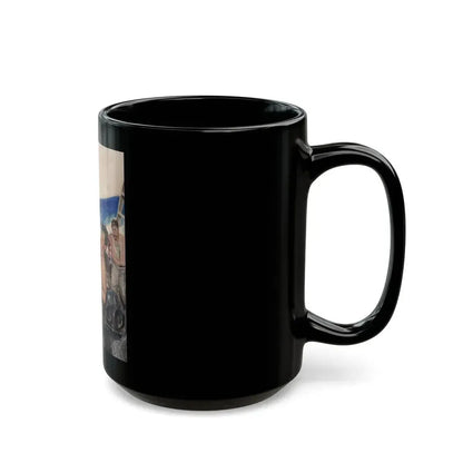 Brawl at Sea, probable men's magazine illustration, circa 1950s - Black Coffee Mug - Go Mug Yourself