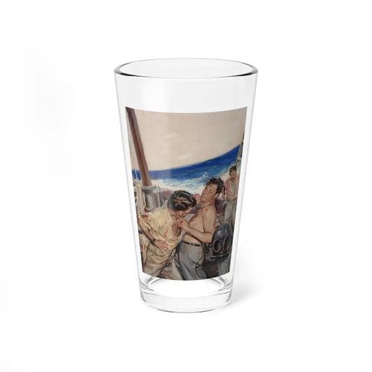 Brawl at Sea, probable men's magazine illustration, circa 1950s (Magazine Illustration) Pint Glass 16oz 16oz - Go Mug Yourself