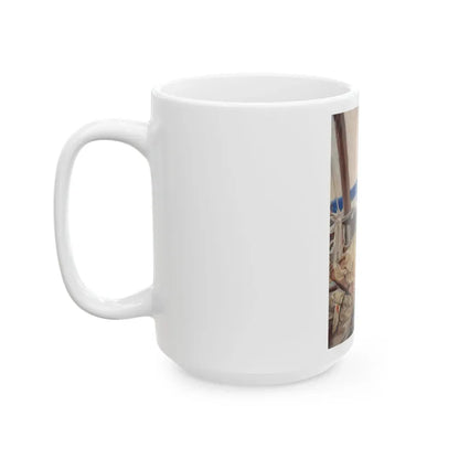Brawl at Sea, probable men's magazine illustration, circa 1950s - White Coffee Mug - Go Mug Yourself