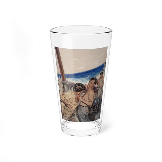 Brawl at Sea, probable men's magazine illustration, circa 1950s (Magazine Illustration) Pint Glass 16oz-16oz-Go Mug Yourself