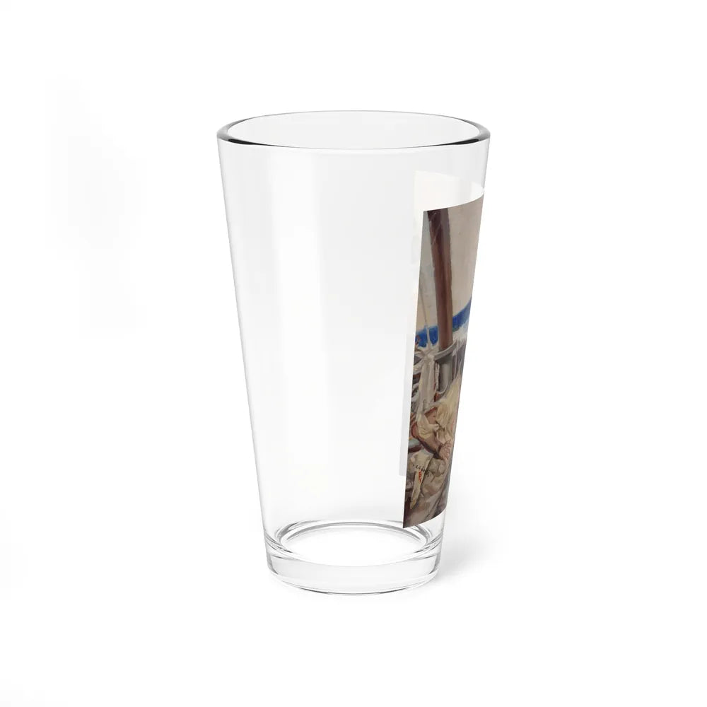 Brawl at Sea, probable men's magazine illustration, circa 1950s (Magazine Illustration) Pint Glass 16oz-Go Mug Yourself