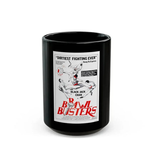 BRAWL BUSTERS 1978 Movie Poster - Black Coffee Mug 15oz - Go Mug Yourself