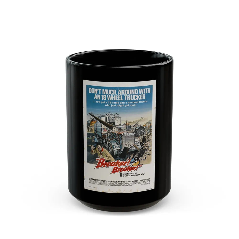 BREAKER BREAKER 1977 Movie Poster - Black Coffee Mug-15oz-Go Mug Yourself