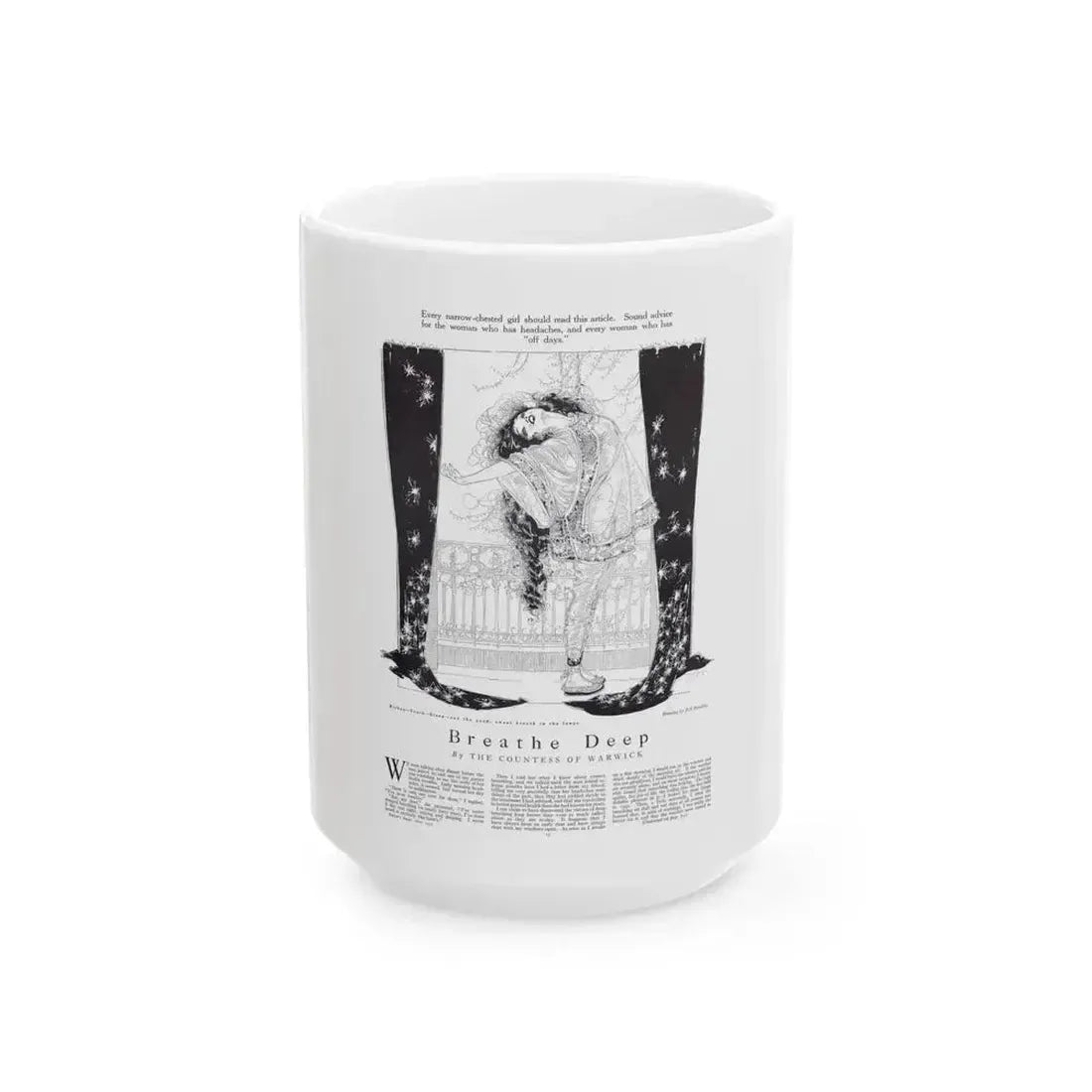 Breathe Deep, Harper's Bazaar, May 1915 - White Coffee Mug 15oz - Go Mug Yourself