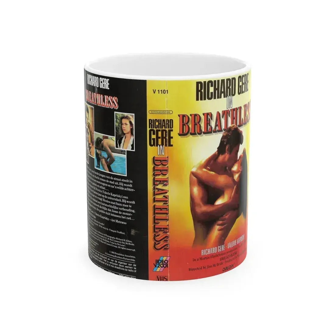 BREATHLESS (VHS COVER) - White Coffee Mug 11oz - Go Mug Yourself