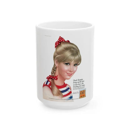 Breck Shampoo ad, Redbook, July 1967 - White Coffee Mug 15oz - Go Mug Yourself