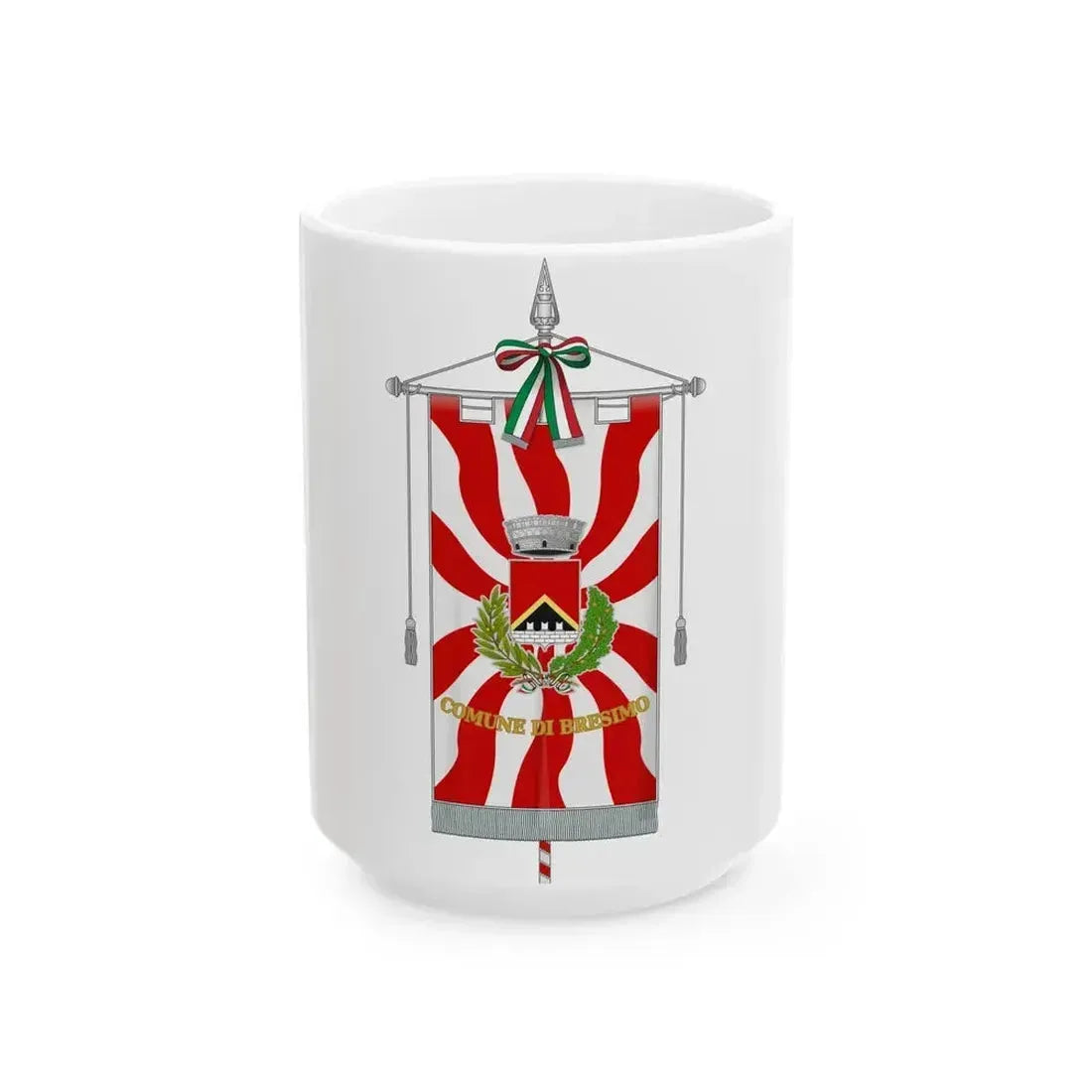 Bresimo-Gonfalone (Italy) White Coffee Mug 15oz - Go Mug Yourself