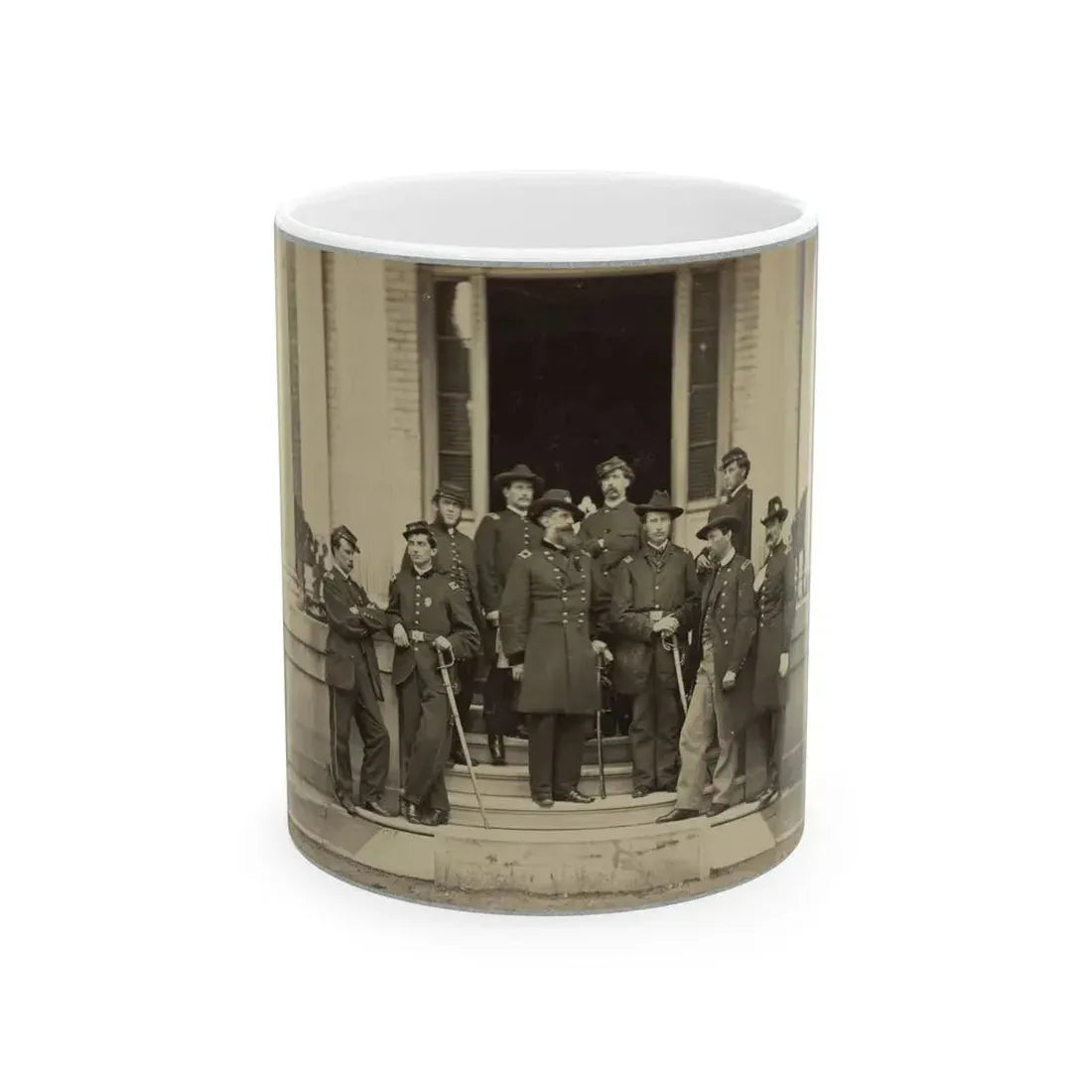 Brevet Major General Chas. Devens And Staff, Richmond, Va., April 1865 (U.S. Civil War) White Coffee Mug 11oz - Go Mug Yourself