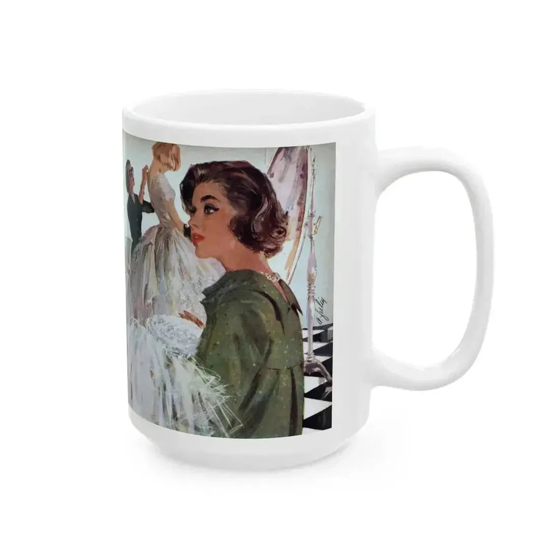 Bride In a Hurry, Redbook, July 1958 - White Coffee Mug - Go Mug Yourself