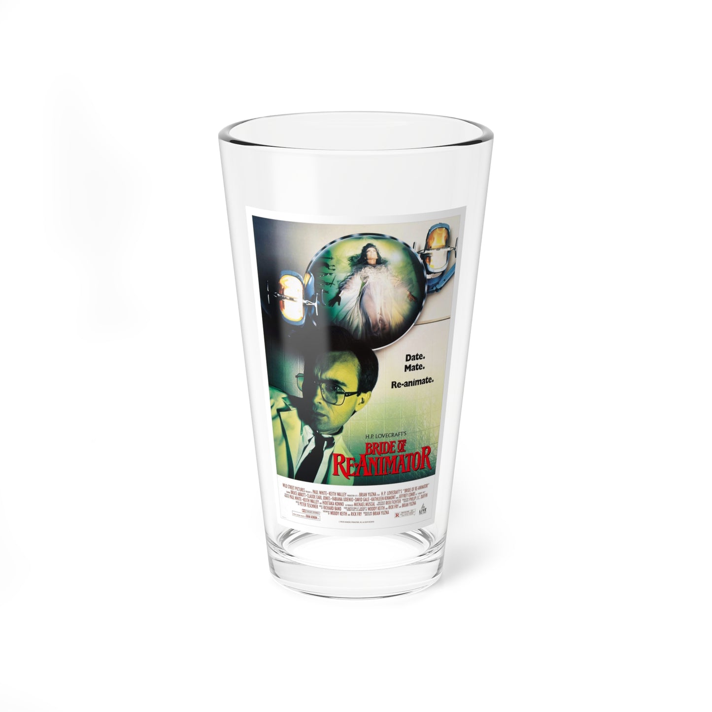 BRIDE OF RE-ANIMATOR 1990 Movie Poster - Pint Glass 16oz-16oz-Go Mug Yourself