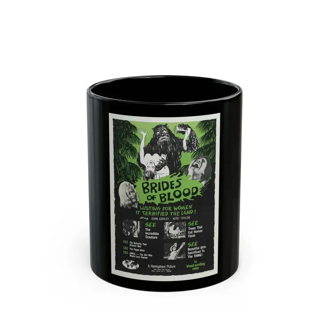 BRIDES OF BLOOD 1968 Movie Poster - Black Coffee Mug 11oz - Go Mug Yourself
