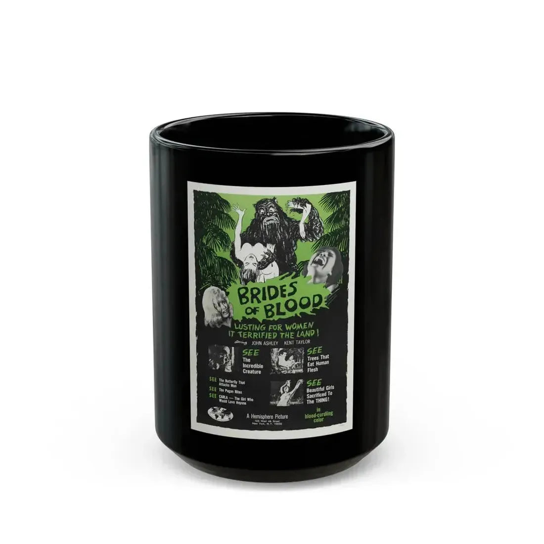 BRIDES OF BLOOD 1968 Movie Poster - Black Coffee Mug 15oz - Go Mug Yourself