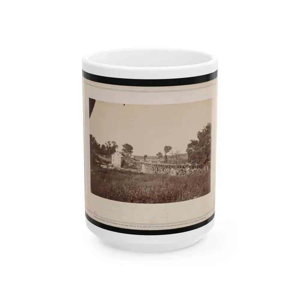 Bridge Across The Rappahannock, North View (U.S. Civil War) White Coffee Mug 15oz - Go Mug Yourself