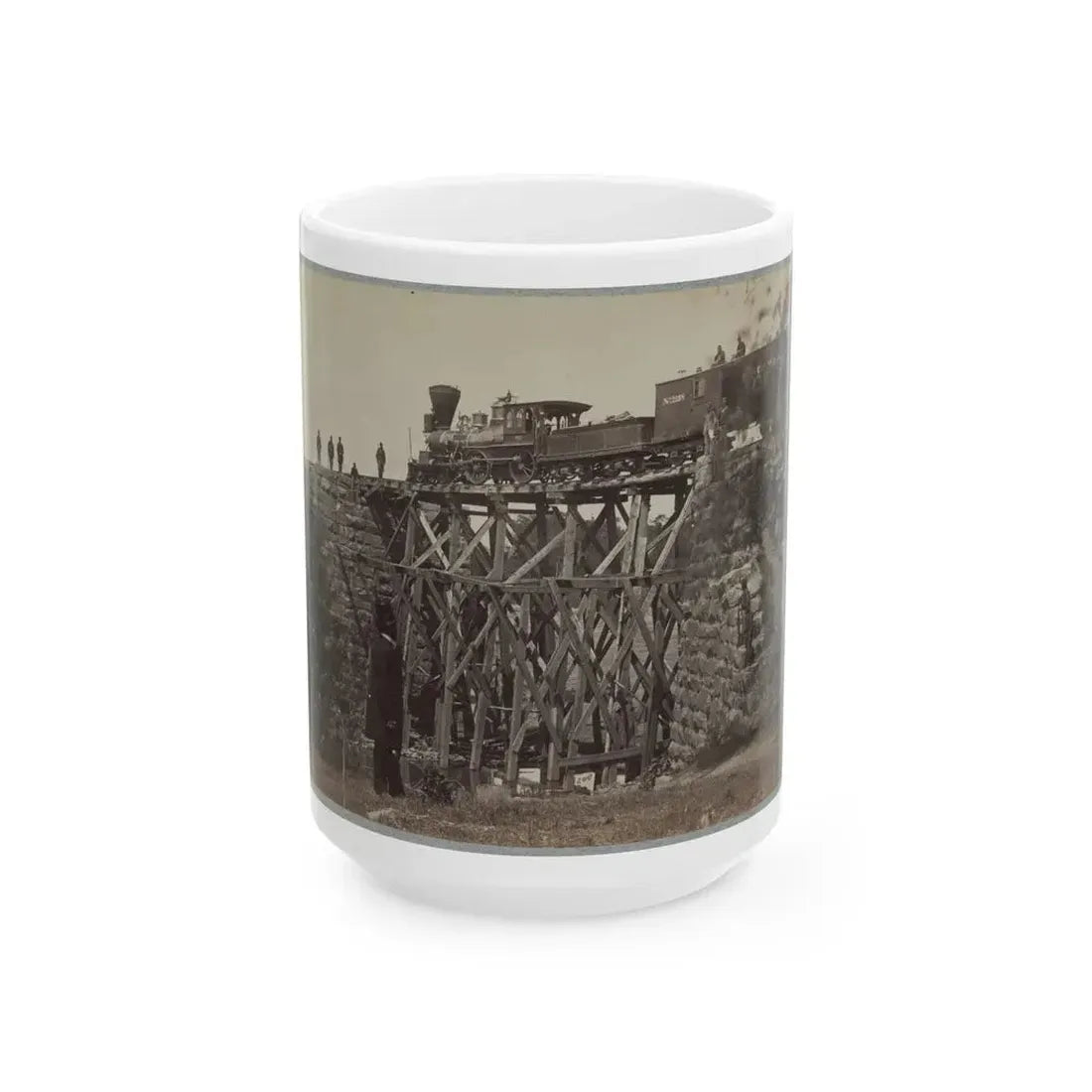 Bridge On Orange & Alexandria Railroad (U.S. Civil War) White Coffee Mug 15oz - Go Mug Yourself