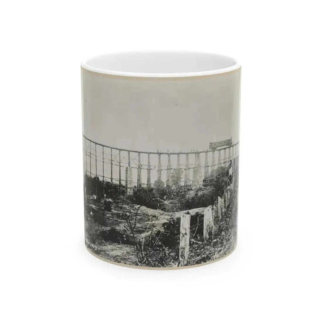 Bridge Over Running Water Creek Destroyed During The Civil War (U.S. Civil War) White Coffee Mug 11oz - Go Mug Yourself