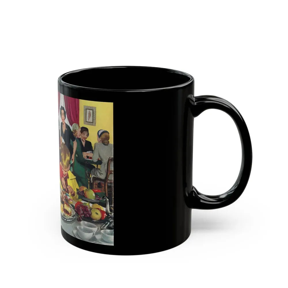Bridge Party Disaster in Making, The Saturday Evening Post cover, Dec. 20, 1952 - Black Coffee Mug - Go Mug Yourself