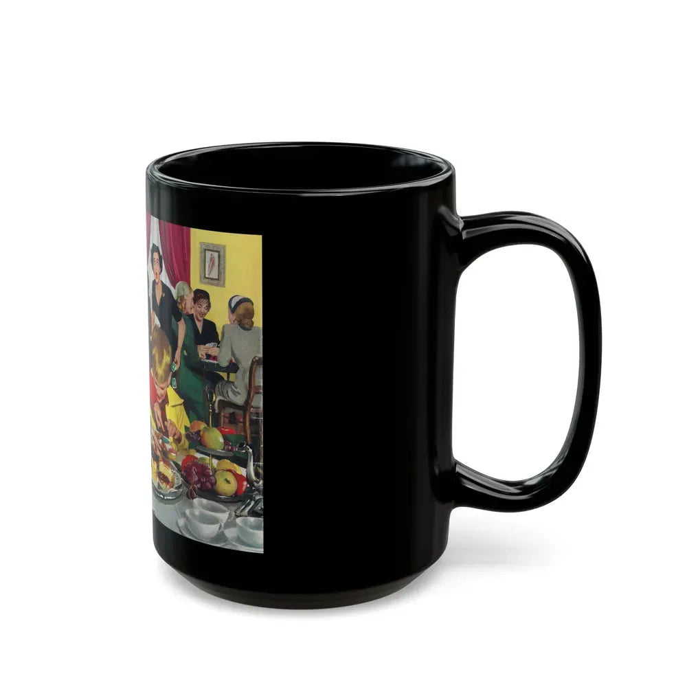 Bridge Party Disaster in Making, The Saturday Evening Post cover, Dec. 20, 1952 - Black Coffee Mug - Go Mug Yourself