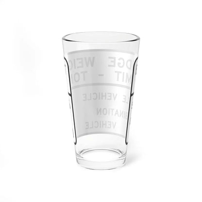 BRIDGE WEIGHT LIMIT TONS SINGLE VEHICLE 16 COMBINA Illinois MUTCD R12-I101 (Illinois) (Road Sign) Pint Glass 16oz - Go Mug Yourself