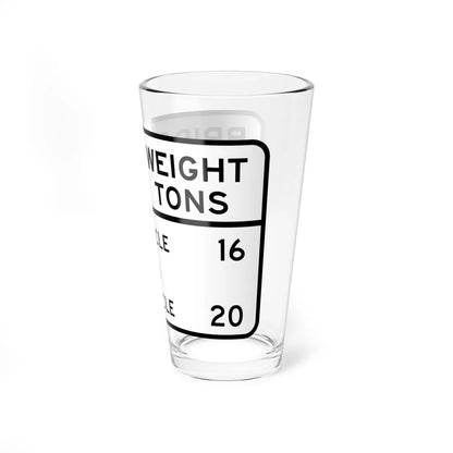 BRIDGE WEIGHT LIMIT TONS SINGLE VEHICLE 16 COMBINA Illinois MUTCD R12-I101 (Illinois) (Road Sign) Pint Glass 16oz - Go Mug Yourself