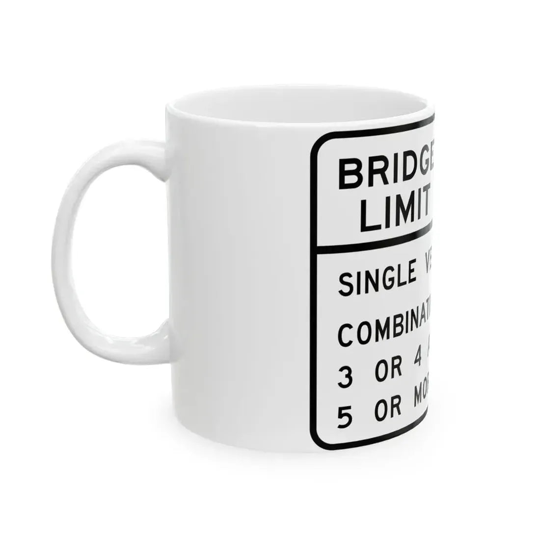 BRIDGE WEIGHT LIMIT TONS SINGLE VEHICLE 17 COMBINA Illinois MUTCD R12-I100 (Illinois) (Road Sign) White Coffee Mug - Go Mug Yourself