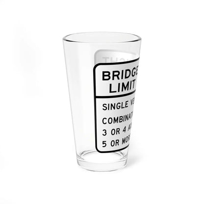 BRIDGE WEIGHT LIMIT TONS SINGLE VEHICLE 17 COMBINA Illinois MUTCD R12-I100 template (Illinois) (Road Sign) Pint Glass 16oz - Go Mug Yourself