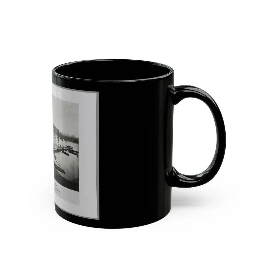 Bridgeport, Tenn. (I.E. Alabama), 1864, Showing Ruins Of Nashville & Chattanooga R.R. Bridge And Construction Of A Pontoon Bridge (U.S. Civil War) Black Coffee Mug - Go Mug Yourself