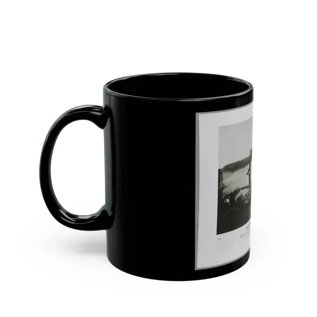 Bridgeport, Tenn. (I.E. Alabama), 1864, Showing Ruins Of Nashville & Chattanooga R.R. Bridge And Construction Of A Pontoon Bridge (U.S. Civil War) Black Coffee Mug - Go Mug Yourself