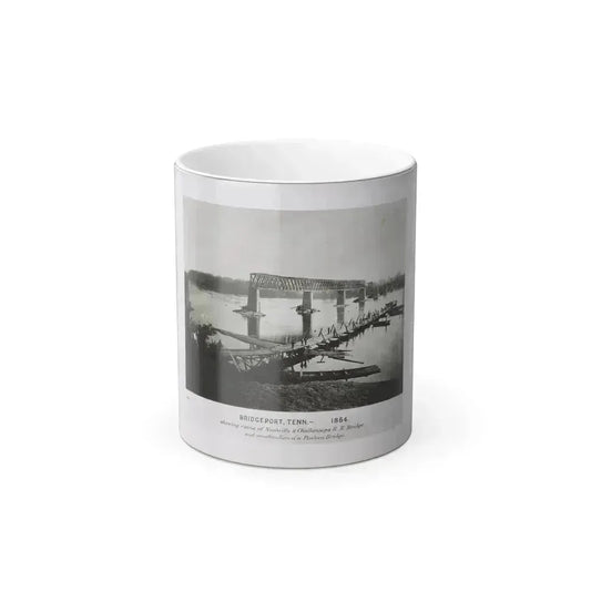 Bridgeport, Tenn. (I.E. Alabama), 1864, Showing Ruins of Nashville & Chattanooga R.R. Bridge and Construction of a Pontoon Bridge (U.S. Civil War) Color Changing Coffee Mug 11oz Default Title 11oz - Go Mug Yourself
