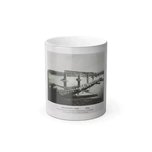 Bridgeport, Tenn. (I.E. Alabama), 1864, Showing Ruins of Nashville & Chattanooga R.R. Bridge and Construction of a Pontoon Bridge (U.S. Civil War) Color Changing Coffee Mug 11oz Default Title 11oz - Go Mug Yourself