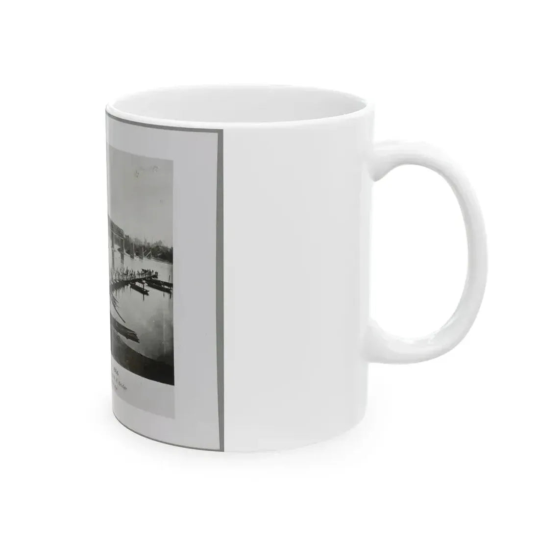 Bridgeport, Tenn. (I.E. Alabama), 1864, Showing Ruins Of Nashville & Chattanooga R.R. Bridge And Construction Of A Pontoon Bridge (U.S. Civil War) White Coffee Mug - Go Mug Yourself