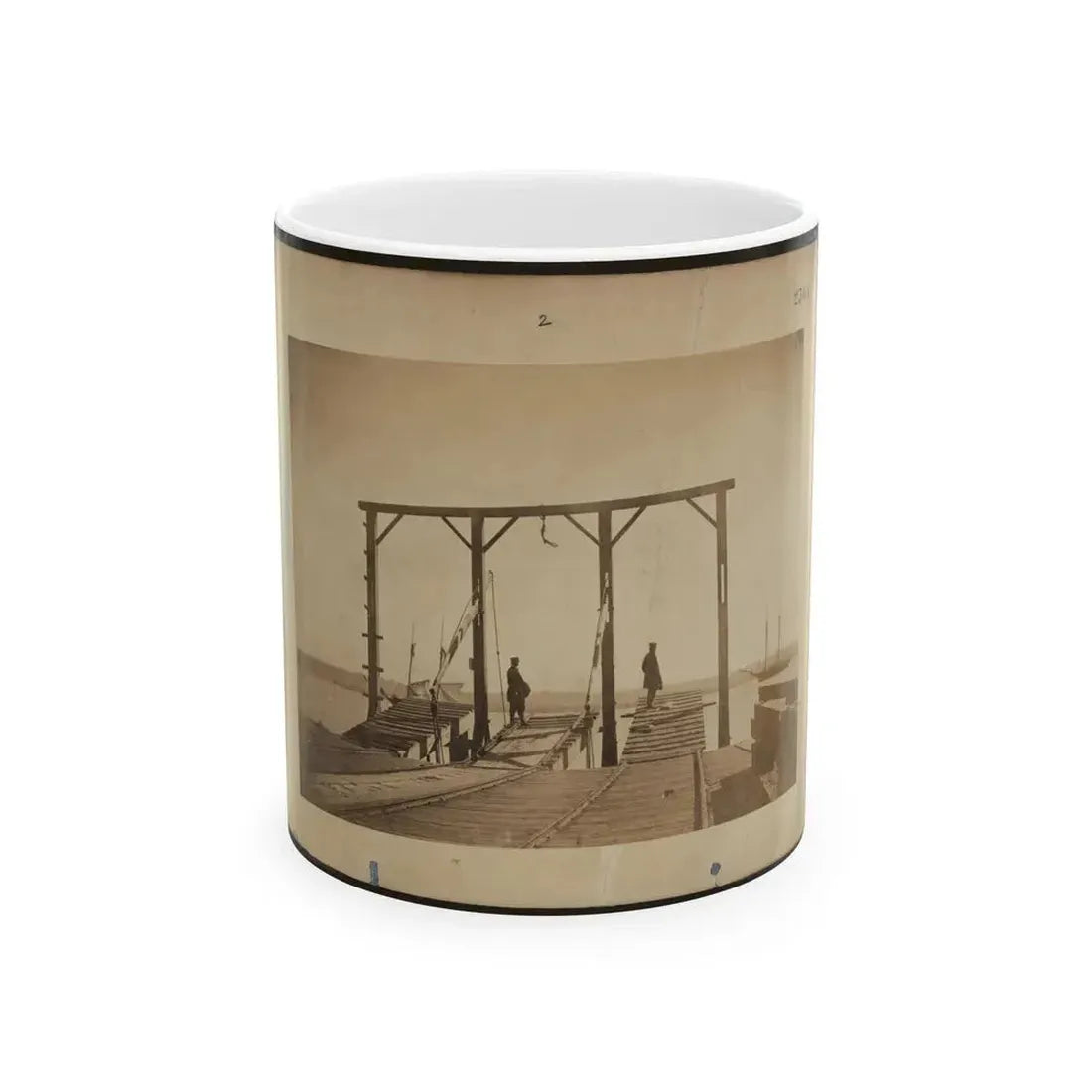 Bridges By Means Of Which Cars Are Loaded Upon Or Unloaded From Arks Or Barges (U.S. Civil War) White Coffee Mug 11oz - Go Mug Yourself