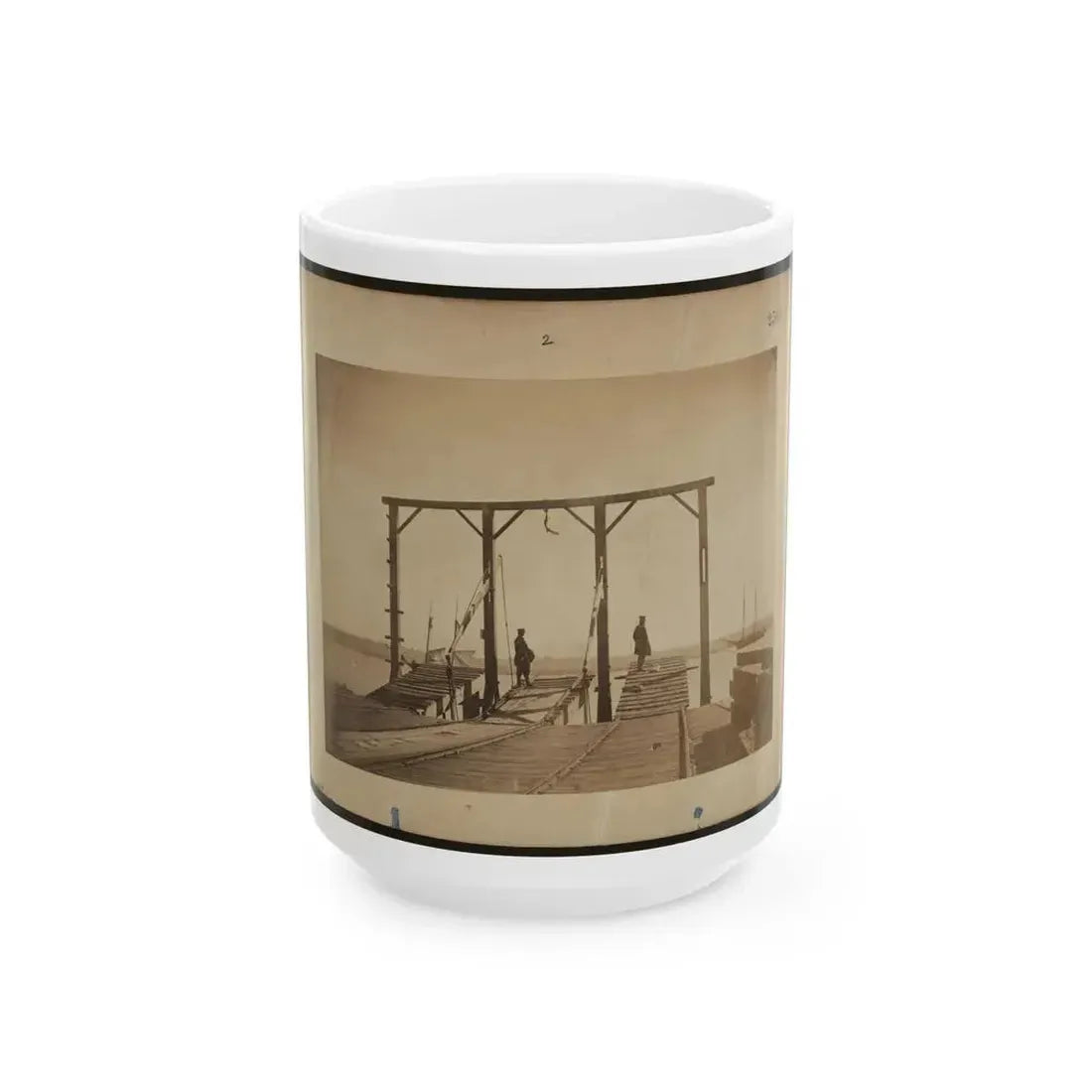 Bridges By Means Of Which Cars Are Loaded Upon Or Unloaded From Arks Or Barges (U.S. Civil War) White Coffee Mug 15oz - Go Mug Yourself