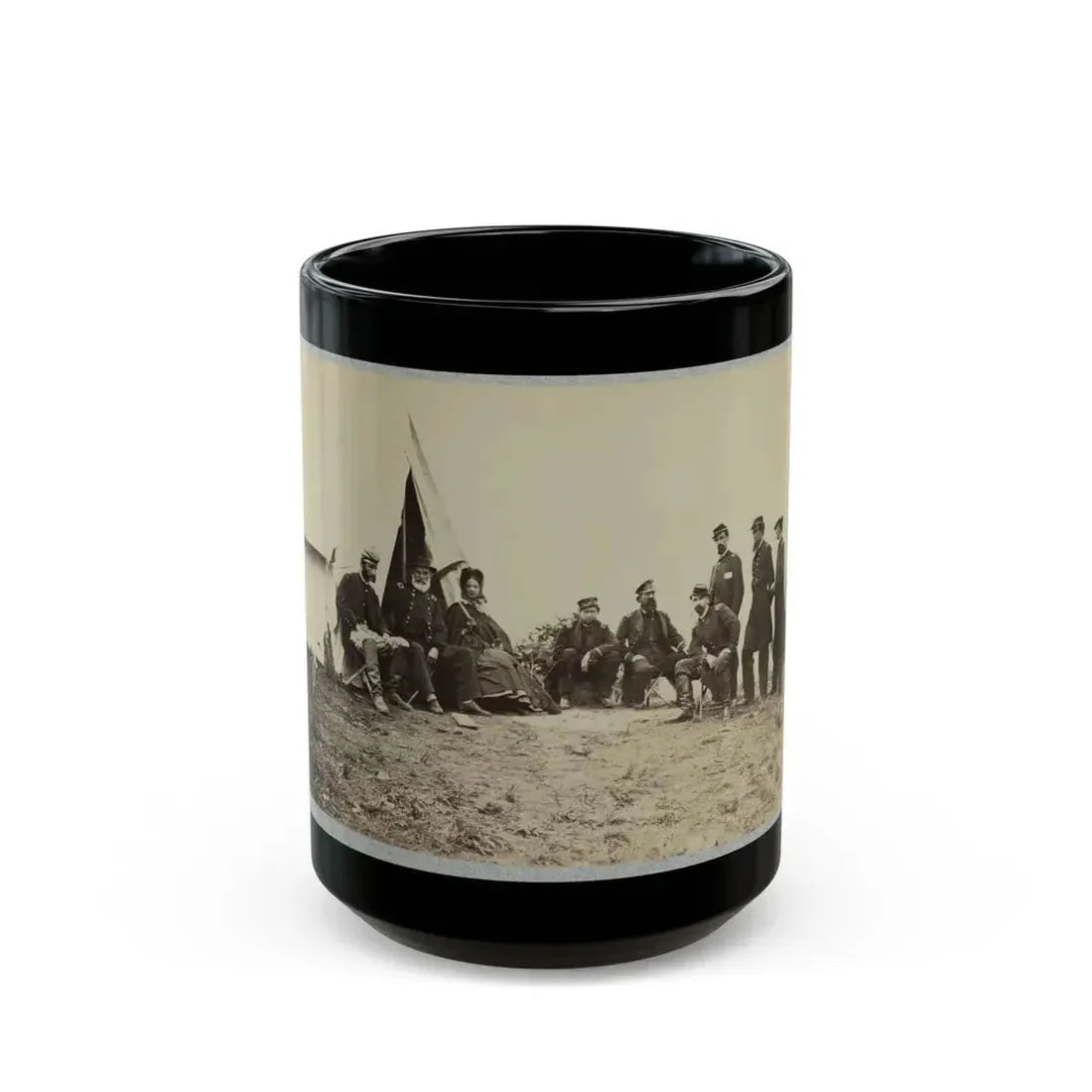 Brig. Gen. J. J. Abercrombie And Group (U.S. Civil War) Black Coffee Mug 15oz - Go Mug Yourself