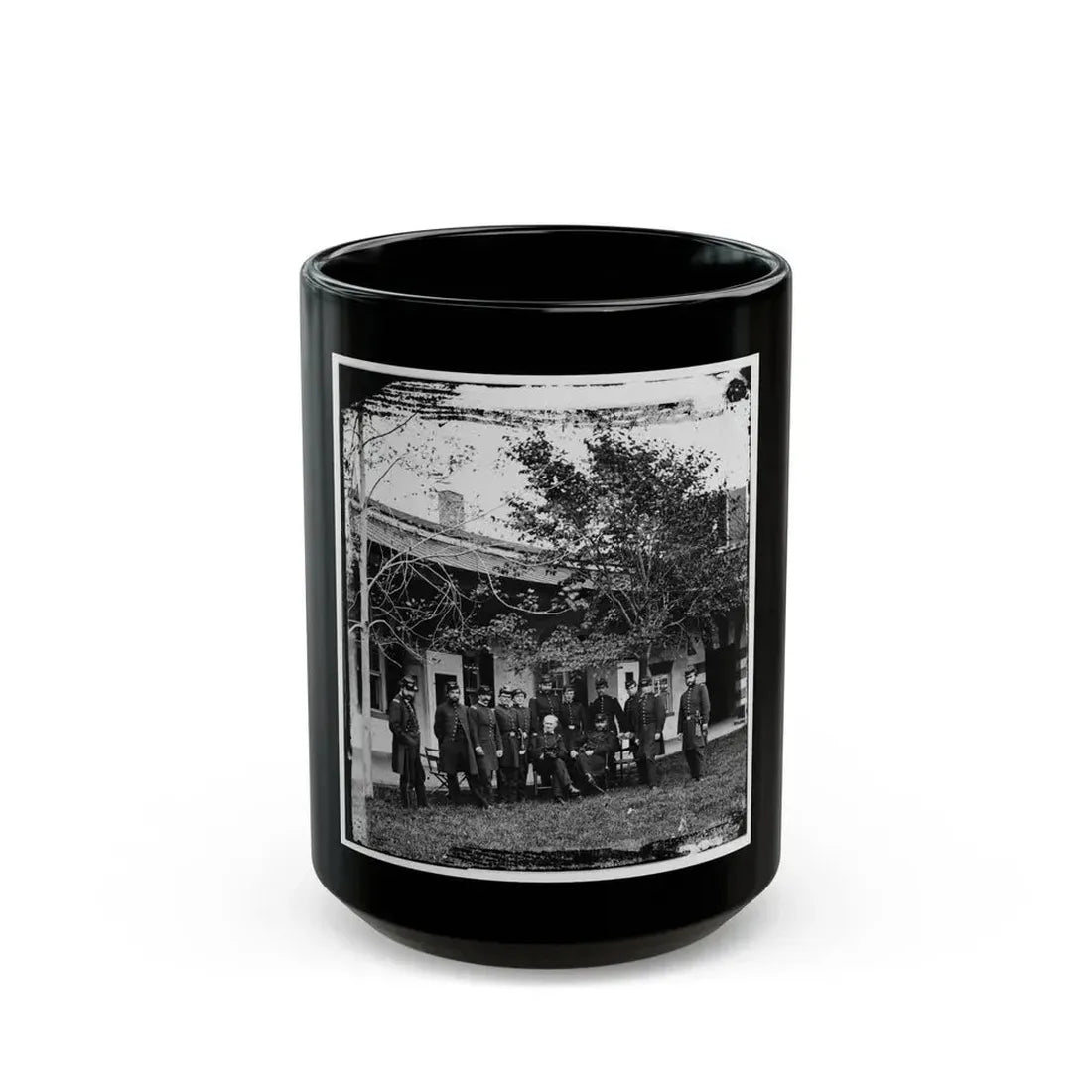 Brig. Gen. Mathew Martin  Burke & Staff. (U.S. Civil War) Black Coffee Mug 15oz - Go Mug Yourself
