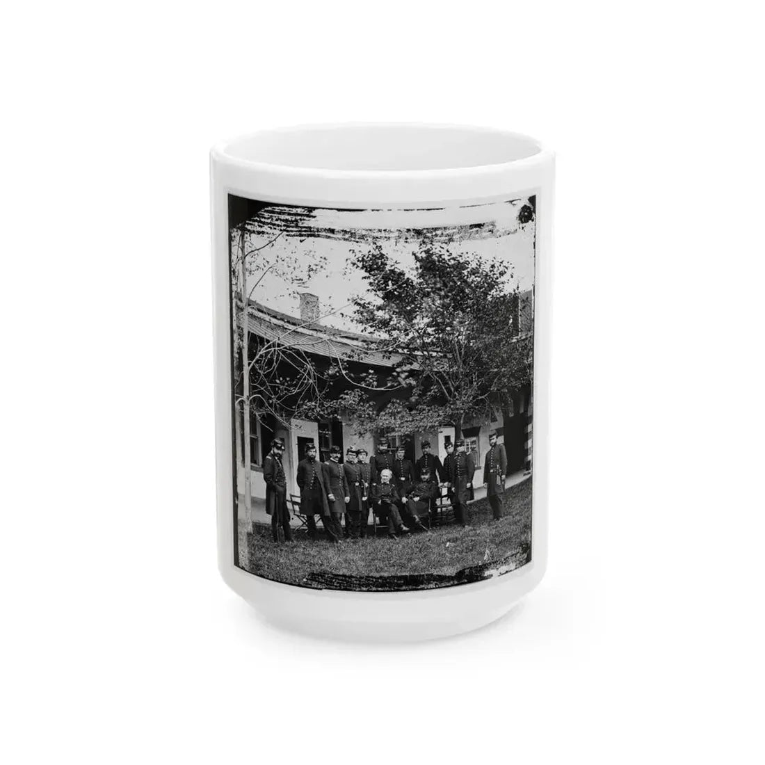 Brig. Gen. Mathew Martin  Burke & Staff. (U.S. Civil War) White Coffee Mug 15oz - Go Mug Yourself