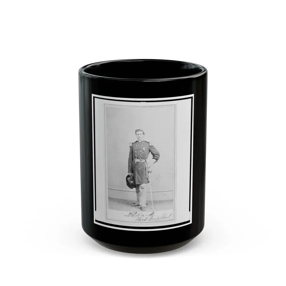 Brigadier General William G. Mank, Union Officer In The 32nd Indiana Regiment, Full-Length Portrait, Standing, Facing Front (U.S. Civil War) Black Coffee Mug 15oz - Go Mug Yourself