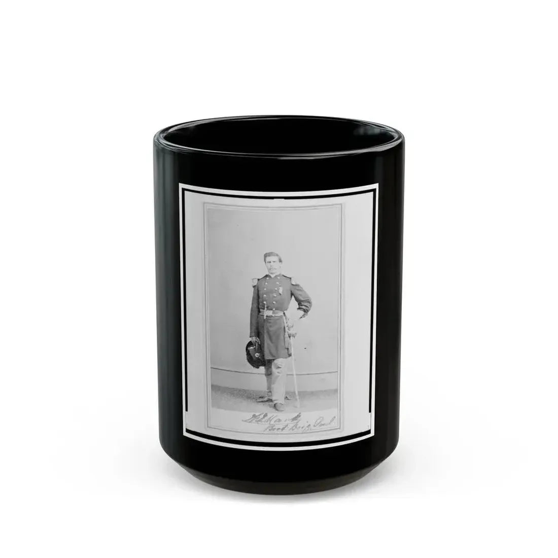 Brigadier General William G. Mank, Union Officer In The 32nd Indiana Regiment, Full-Length Portrait, Standing, Facing Front (U.S. Civil War) Black Coffee Mug 15oz - Go Mug Yourself