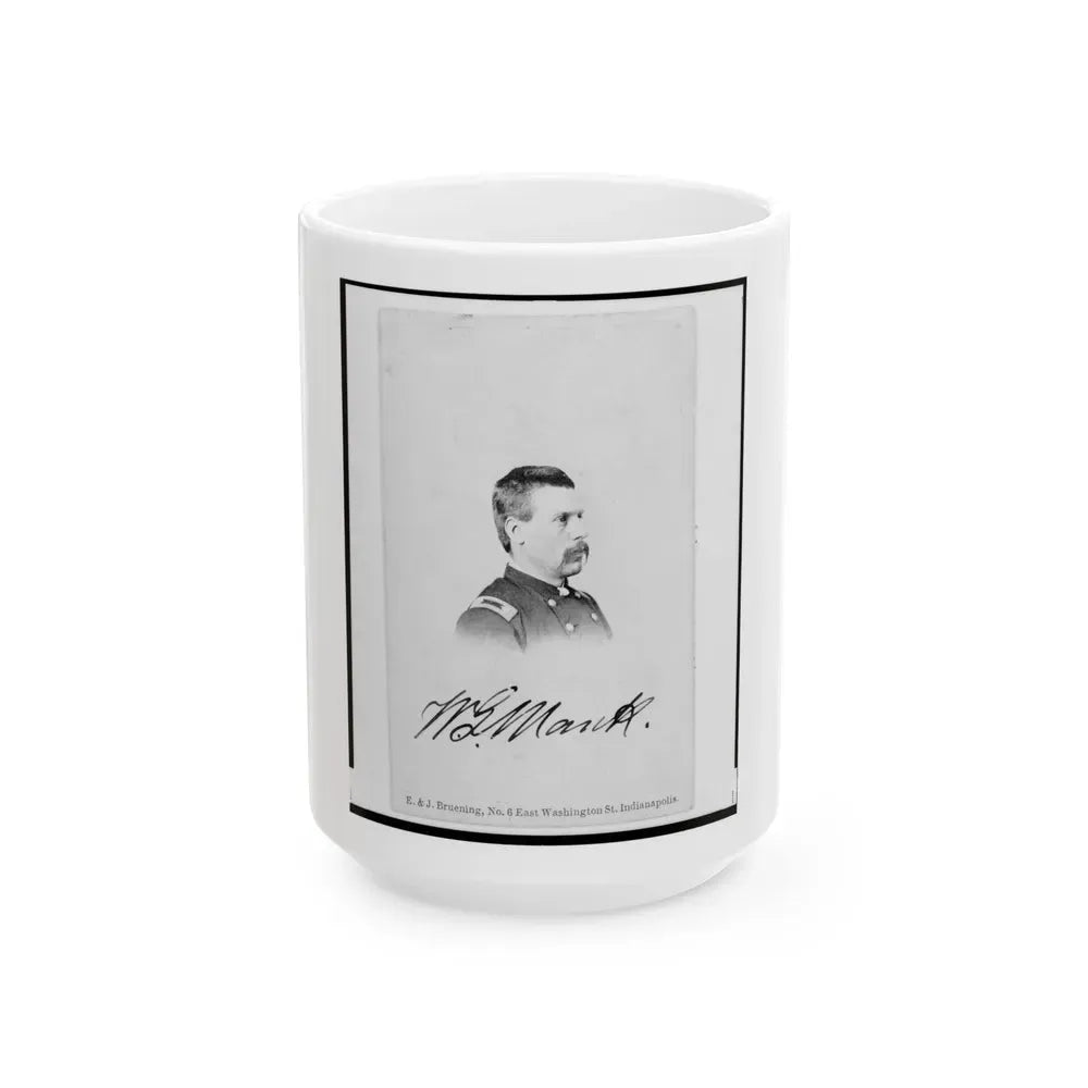 Brigadier General William G. Mank, Union Officer In The 32nd Indiana Regiment, Head-And-Shoulders Portrait, Turned Right (U.S. Civil War) White Coffee Mug 15oz - Go Mug Yourself