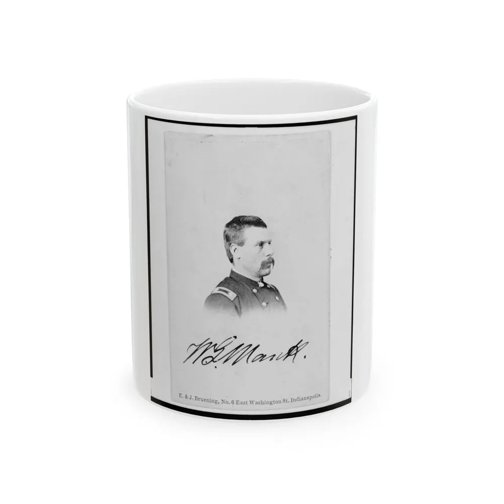 Brigadier General William G. Mank, Union Officer In The 32nd Indiana Regiment, Head-And-Shoulders Portrait, Turned Right (U.S. Civil War) White Coffee Mug-11oz-Go Mug Yourself