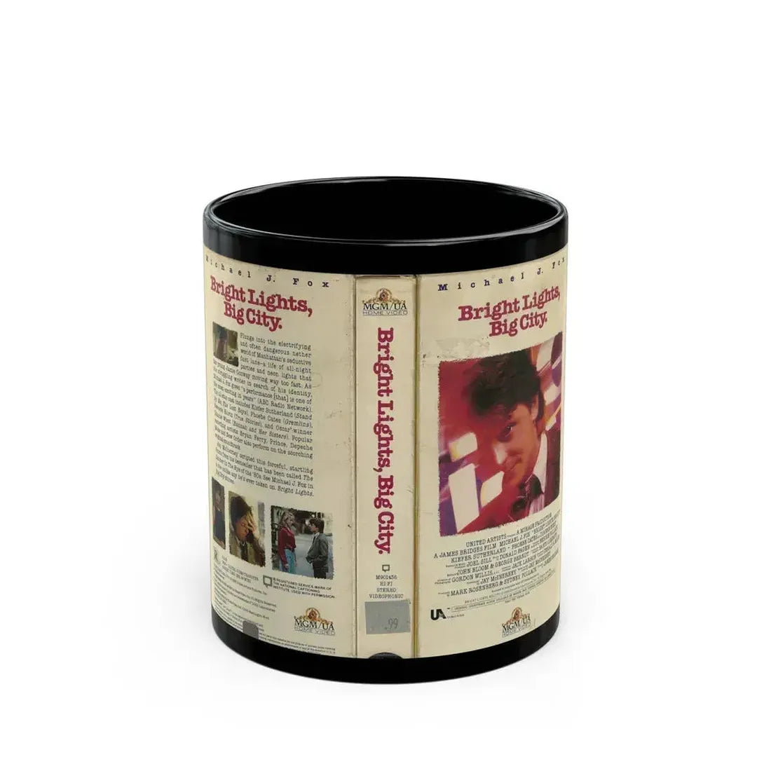 BRIGHT LIGHTS BIG CITY MICHAEL J FOX (VHS COVER) - Black Coffee Mug 11oz - Go Mug Yourself