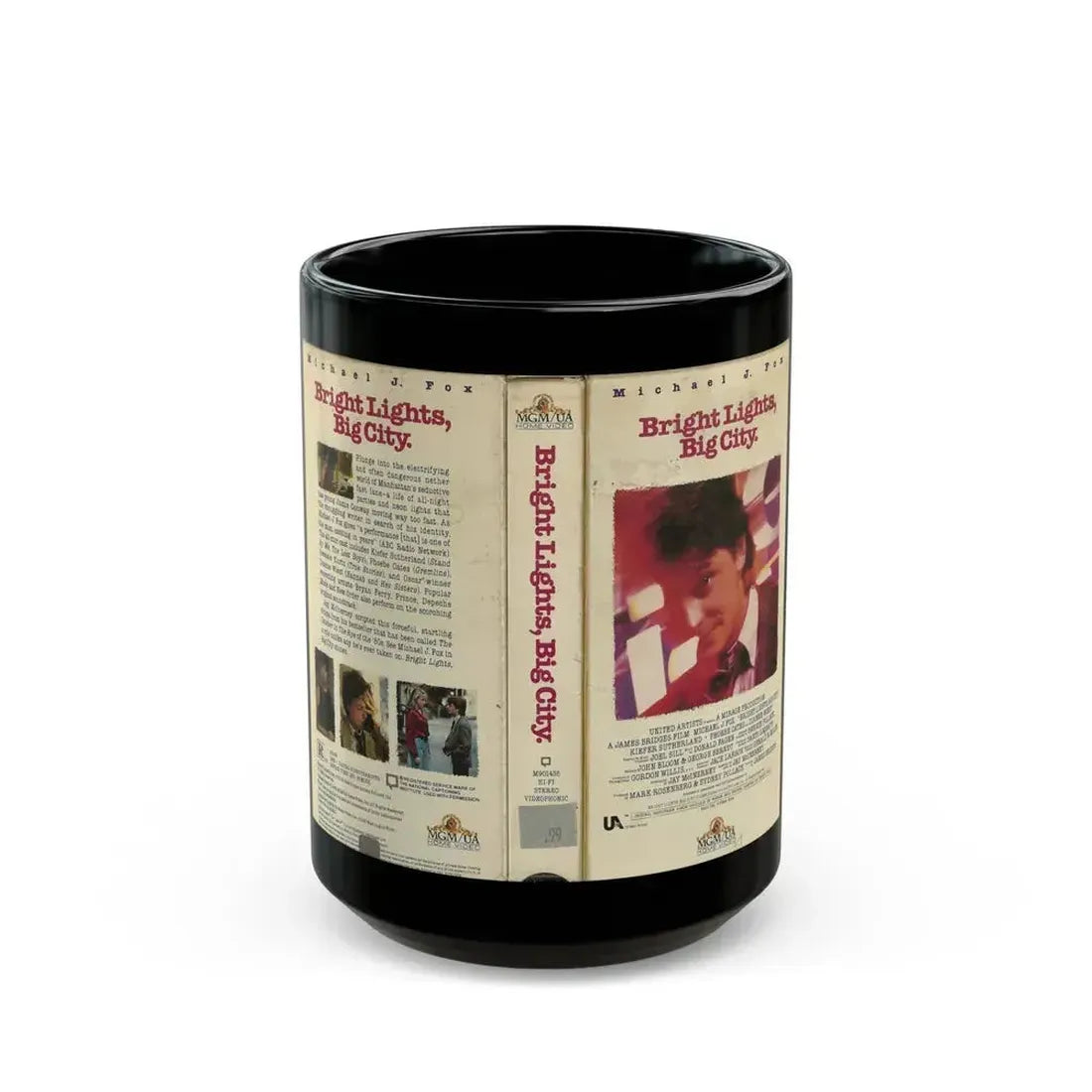 BRIGHT LIGHTS BIG CITY MICHAEL J FOX (VHS COVER) - Black Coffee Mug 15oz - Go Mug Yourself